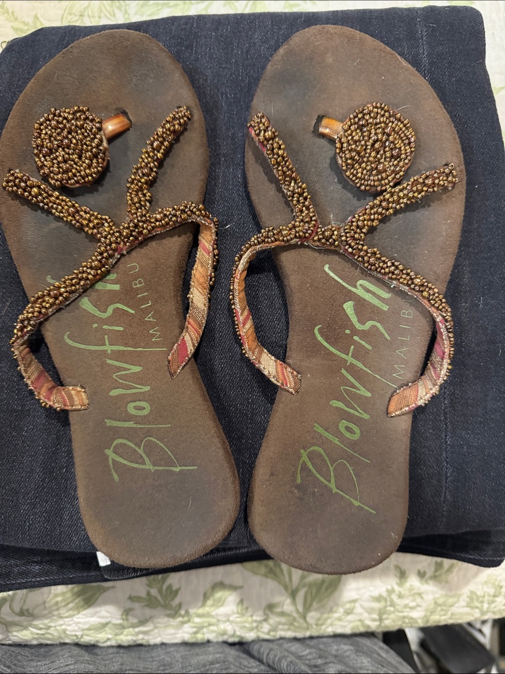 Blowfish Brown Beaded Strap Women's Sandals